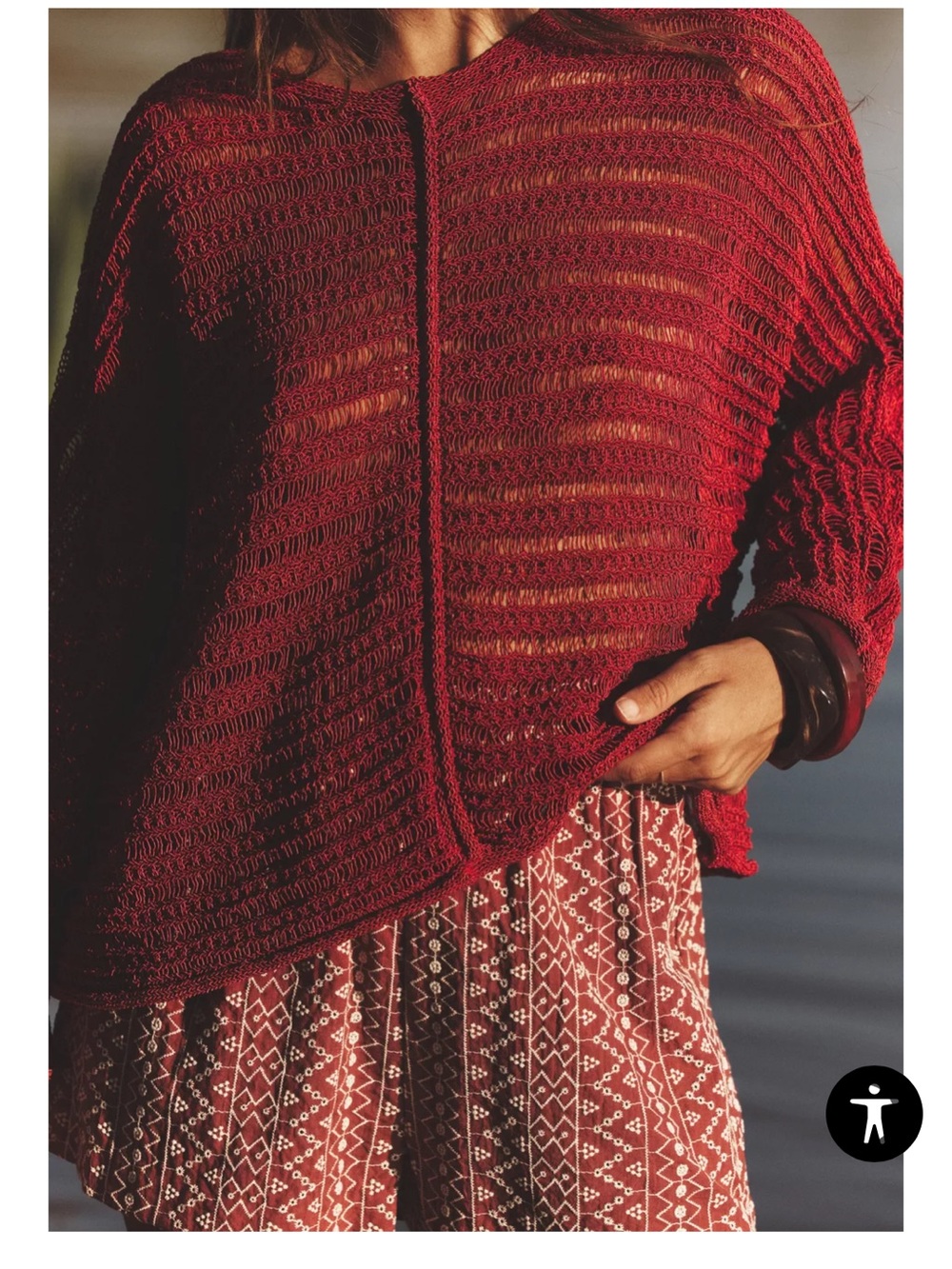 Zara Lace Knit Women’s Sweater - Red